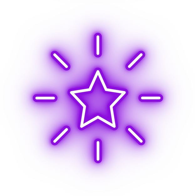 Neon purple shining star icon